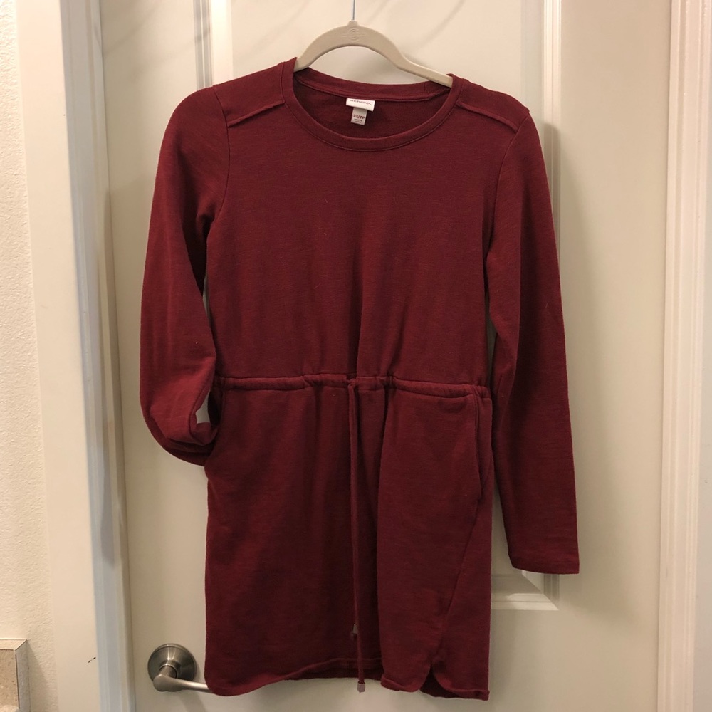 Maroon Drawstring Dress